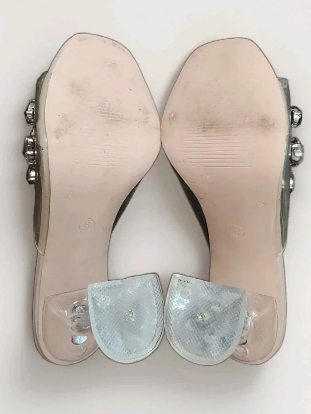 Nanette Lepore Beatrice Clear Multicolored Gem Embellished Mule Heels Sz 8